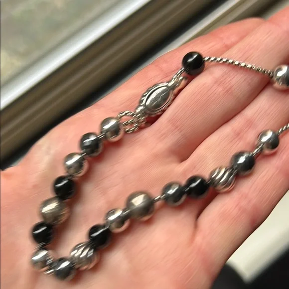 David Yurman Blue and Black Bracelet with Beads and Patterned Cord